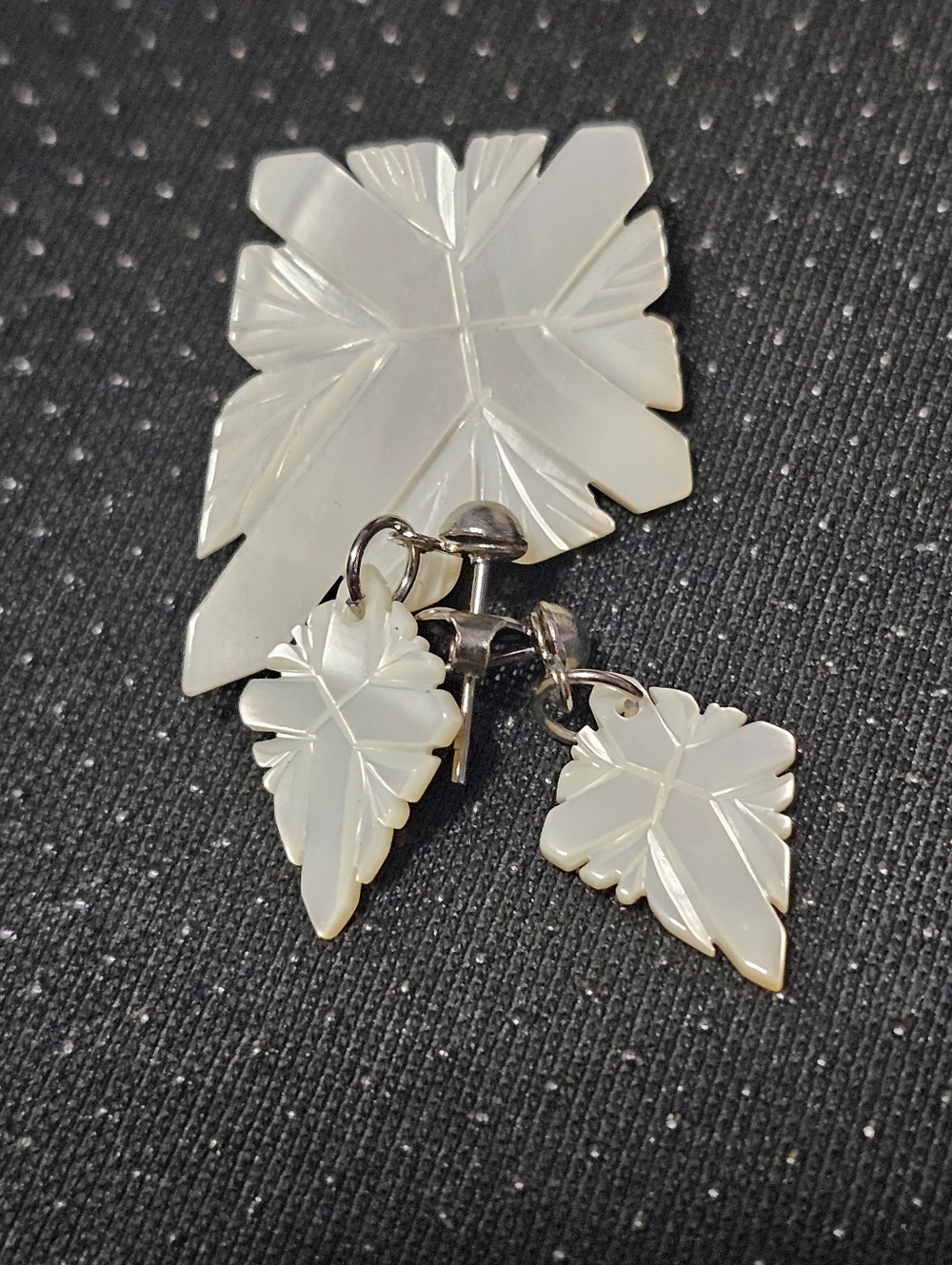 Etched Mother Of Pearl Brooch/earrings